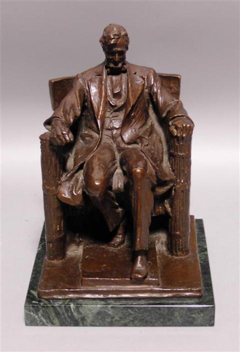 Appraisal: DANIEL CHESTER FRENCH AMERICAN - SEATED LINCOLN ROMAN BRONZE WORKS