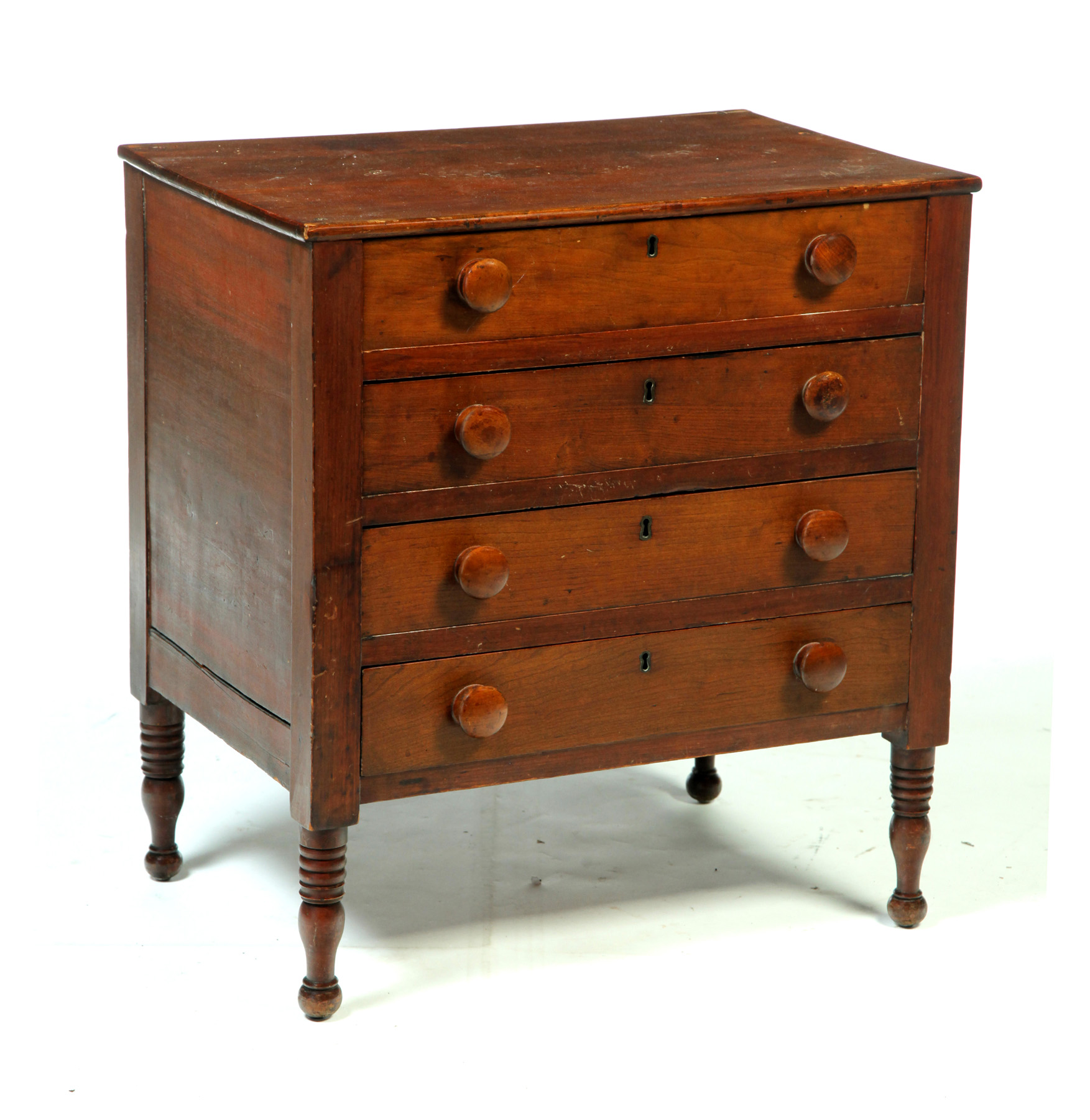 Appraisal: CHILD-SIZED CHEST OF DRAWERS American first half- th century walnut