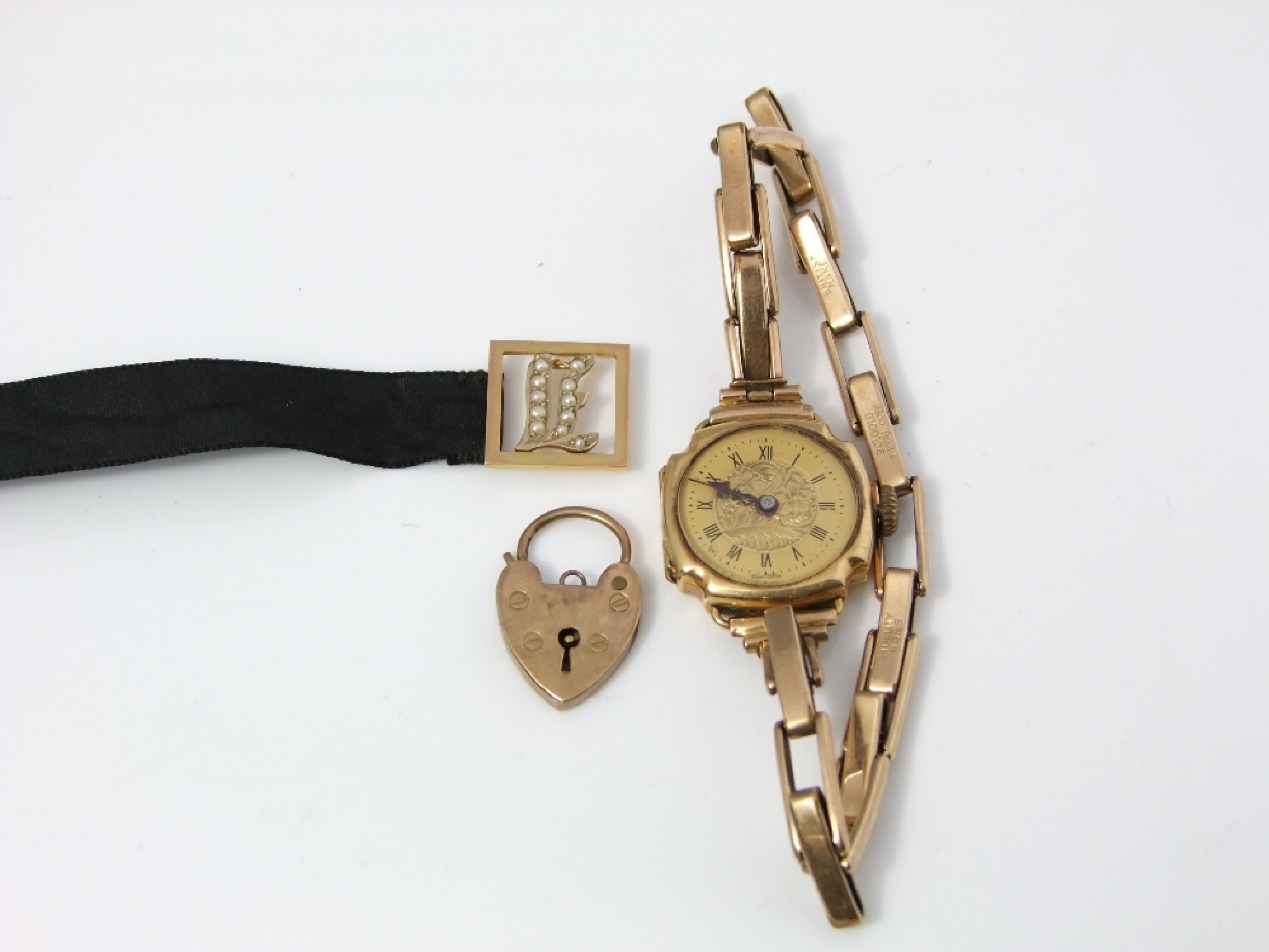 Appraisal: A ct gold art deco ladies wrist watch plated strap