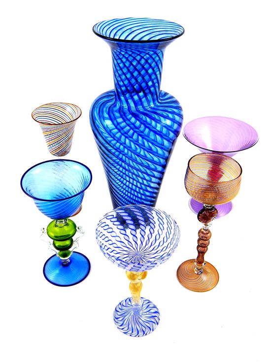 Appraisal: Art glass six pieces all signed Young and Constantin tall