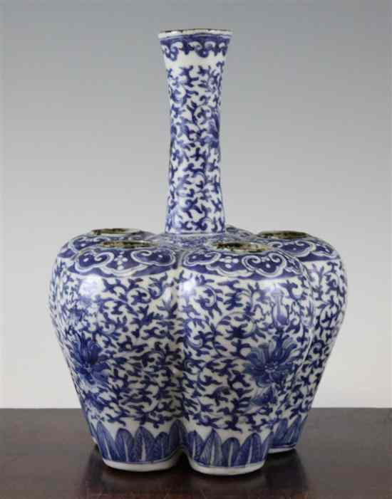 Appraisal: A Chinese blue and white multiple tulip vase th century