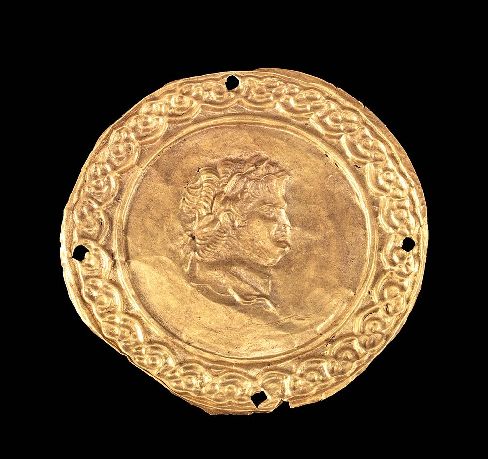 Appraisal: Roman Gold Repousse Applique w Portrait of Nero Rome Imperial