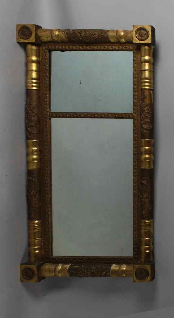 Appraisal: AMERICAN CLASSICAL GILTWOOD MIRROR circa the rectangular two part mirror