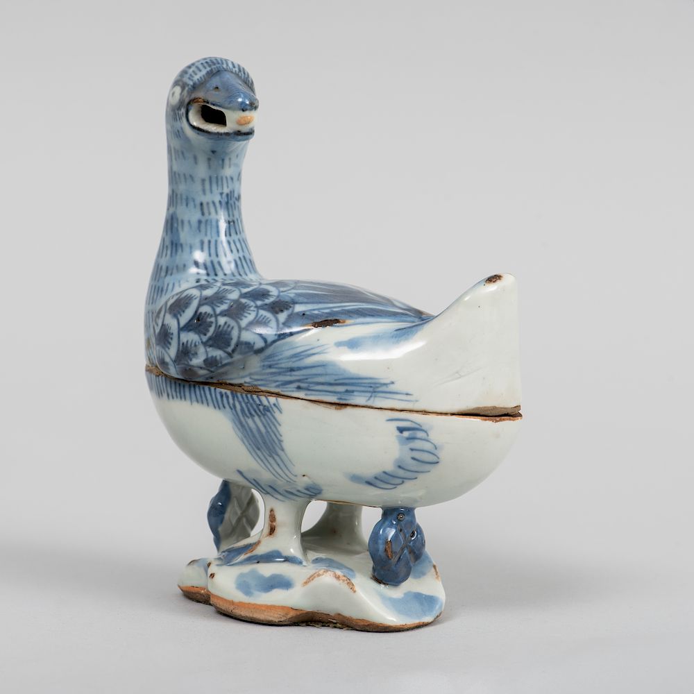 Appraisal: Dutch Blue and White Delft Duck Form Sauce Tureen and