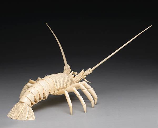 Appraisal: A articulated ivory and bone model of a lobster th