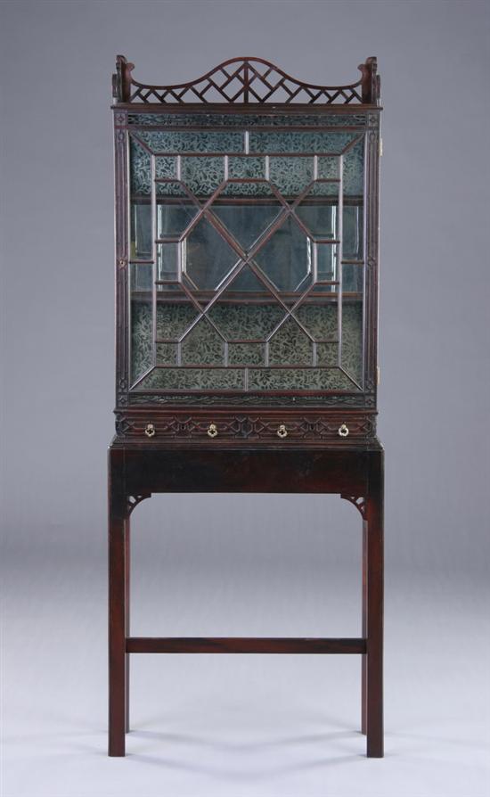 Appraisal: ENGLISH CHINESE CHIPPENDALE STYLE CABINET ON STAND early th century