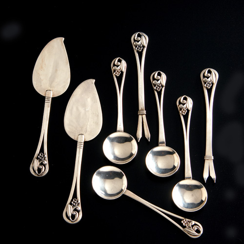 Appraisal: Eight Walter Meyer's workshop sterling service pieces three marked by