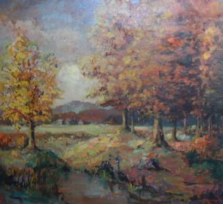 Appraisal: Pauline Ozmun Illinois born Autumnal landscape Signed lower right Oil