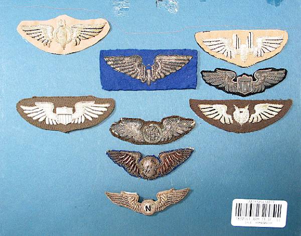 Appraisal: A lot of World War era embroidered wings Comprising Bombardier's