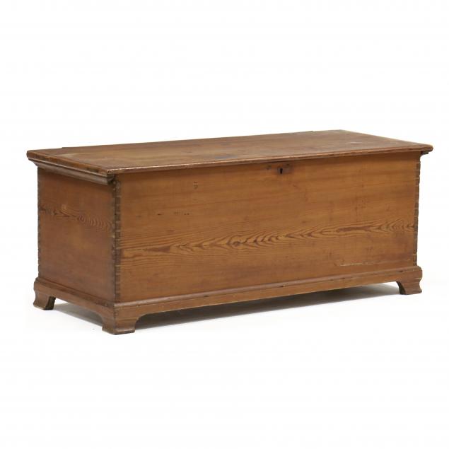 Appraisal: SOUTHERN YELLOW PINE CHIPPENDALE BLANKET CHEST Circa rectangular two board