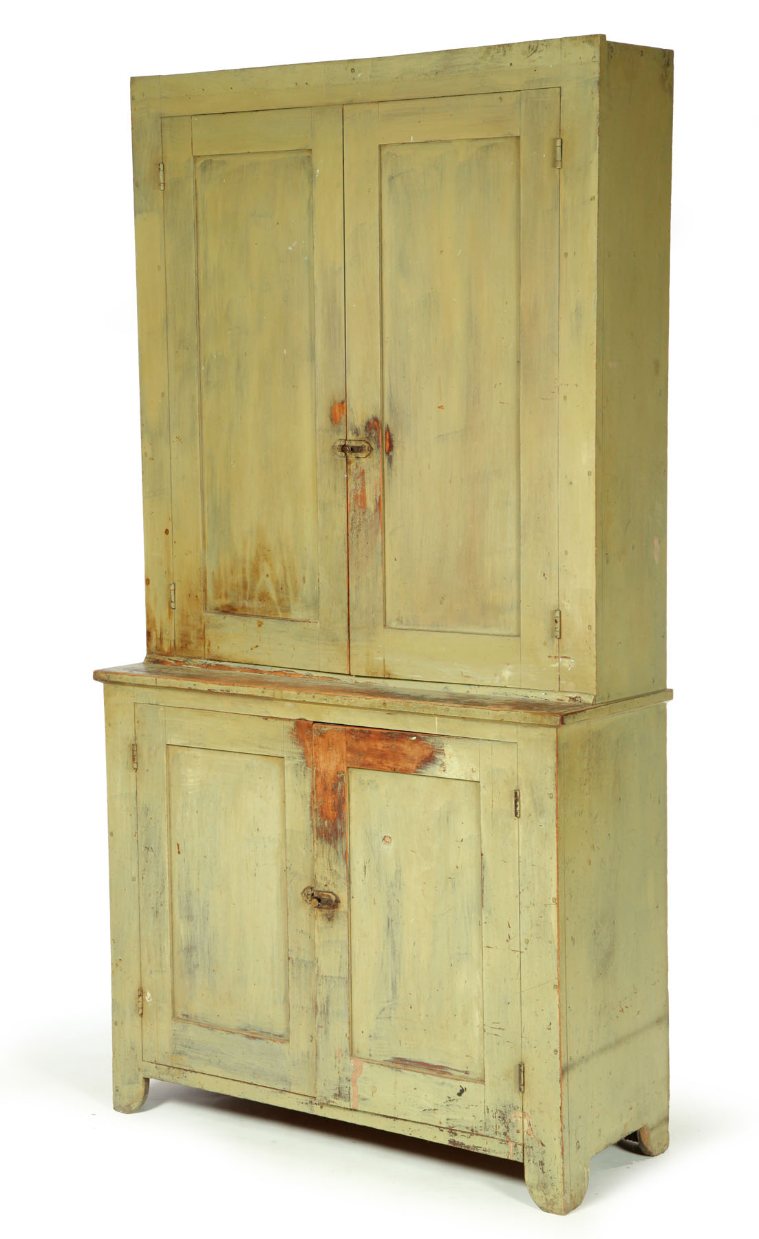 Appraisal: STEPBACK CUPBOARD American th century cherry and poplar One-piece with