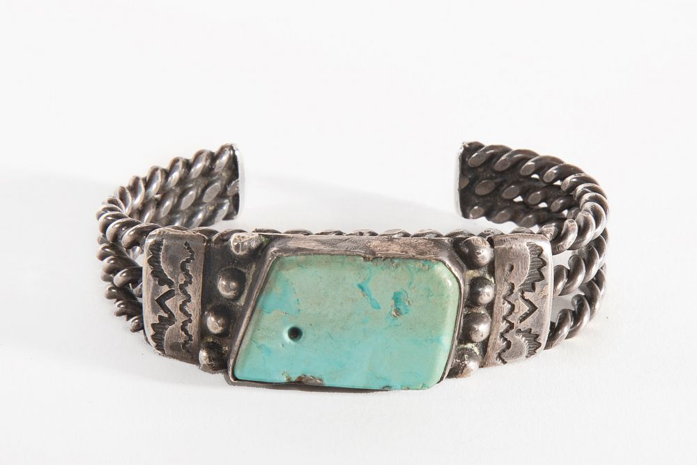 Appraisal: A Navajo Turquoise and Silver Cuff Bracelet ca - Navajo