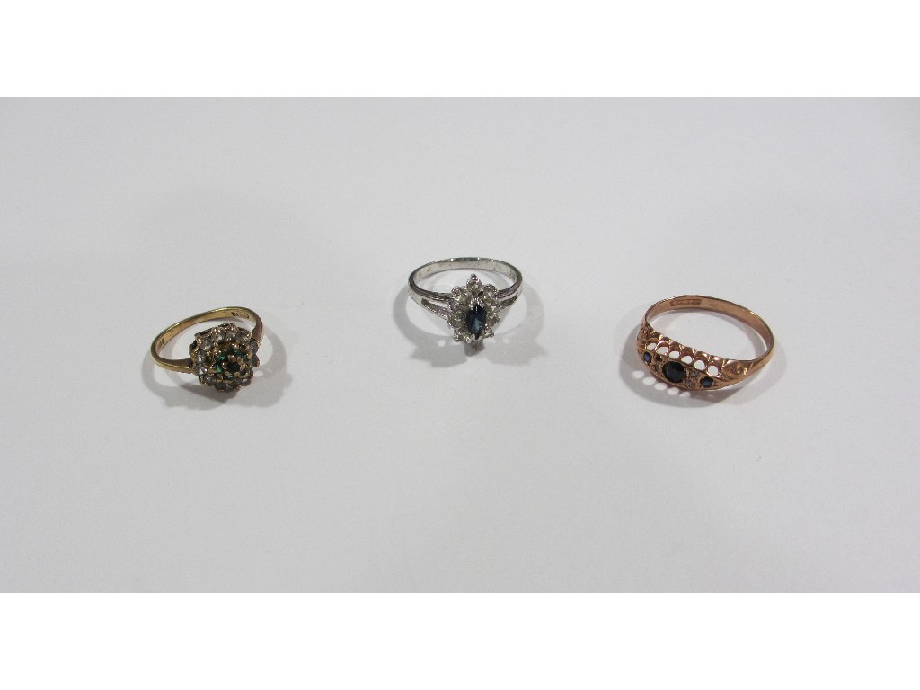 Appraisal: Lot comprising two ct gold rings one with sapphire and