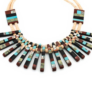 Appraisal: Kewa Mosaic Inlay Necklace late th century double-strand shell necklace