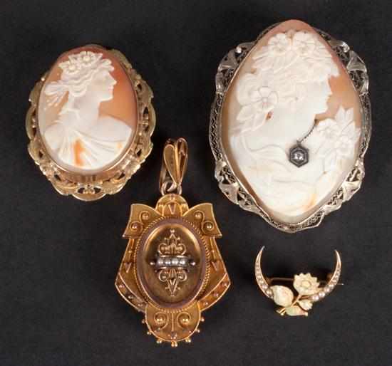 Appraisal: Group of Victorian gold jewelry K yellow gold-plated and seed