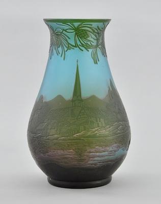 Appraisal: J Michel Paris French Art Glass Cameo Vase A footed