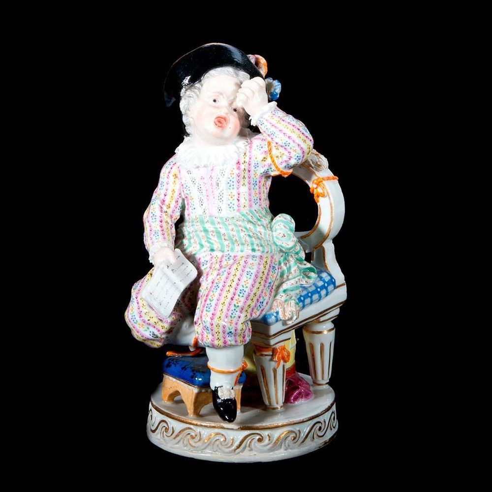 Appraisal: German Meissen Figure of Girls sitting on a Chair Meissen