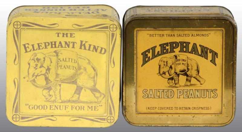 Appraisal: Lot of Elephant Brand Salted Peanut Tins Description Two different