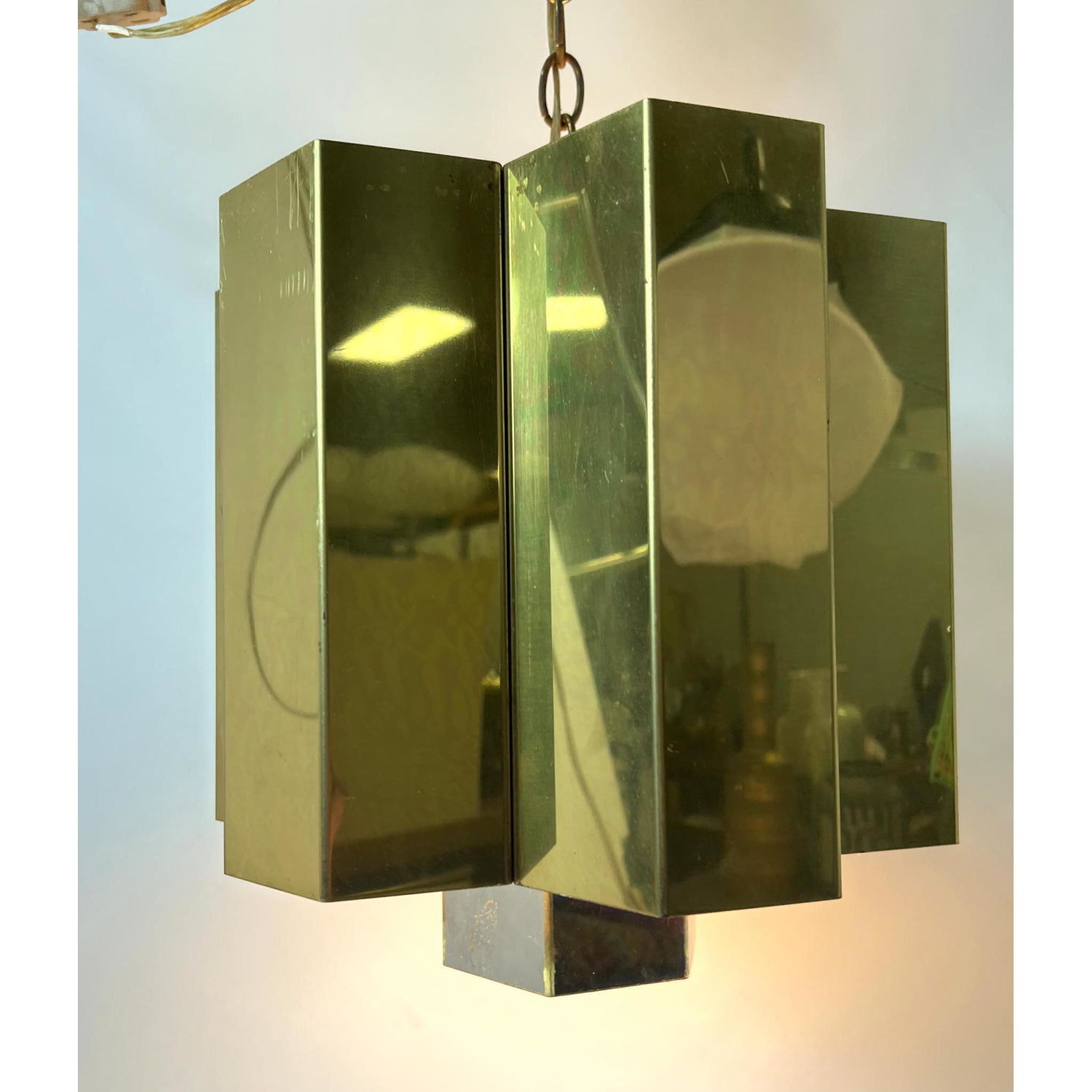 Appraisal: Mid Century Modern Brass Honeycomb Pendant Lamp Dimensions H inches