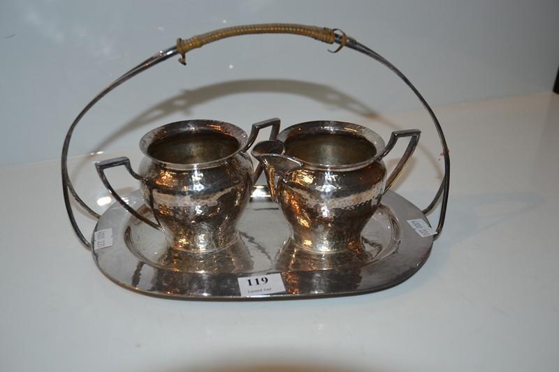 Appraisal: ART NOUVEAU THREE PIECE SERVING SET COMPRISING OF TRAY CREAMER