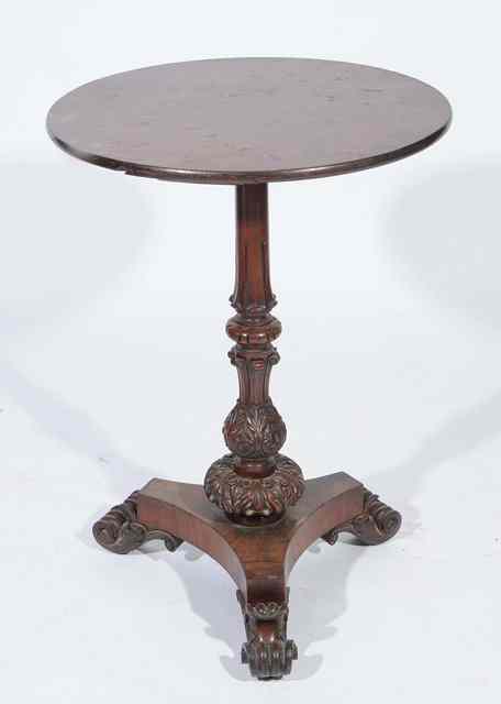 Appraisal: A GEORGE IV MAHOGANY OCCASIONAL TABLE BASE with carved column