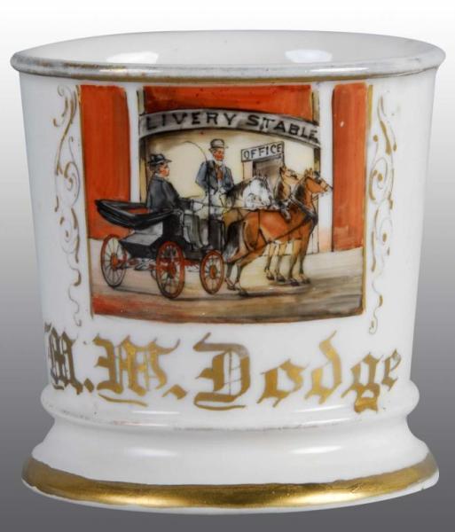 Appraisal: Occupational Shaving Barber Mug of Livery Stable Description Polychrome paint