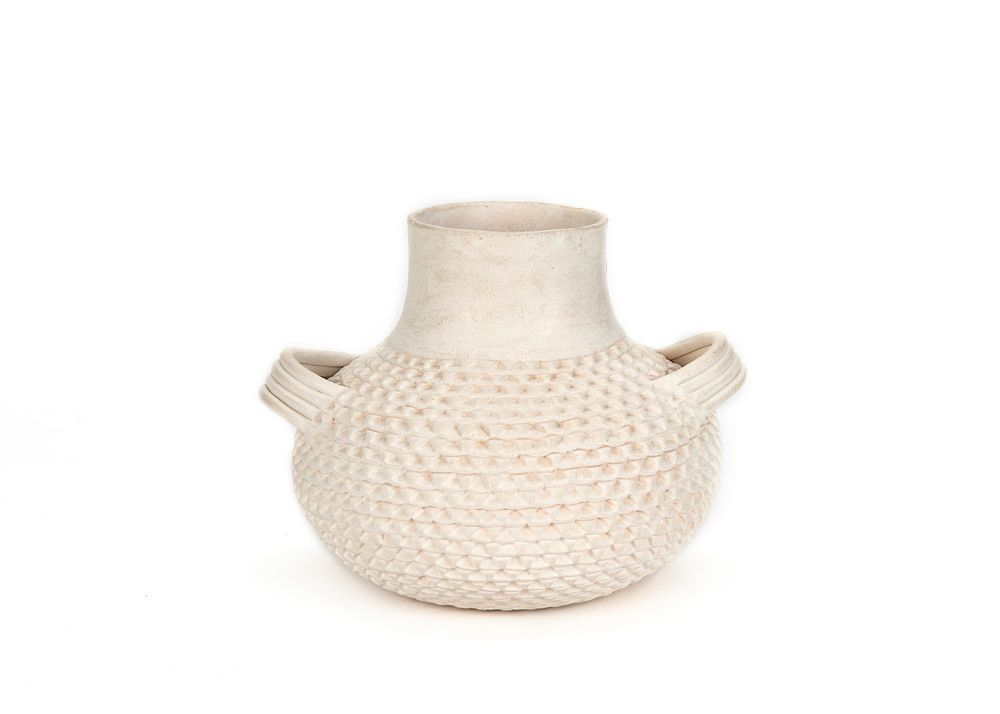 Appraisal: Stella Shutiva - White Thumb Print Pot Stella Shutiva -