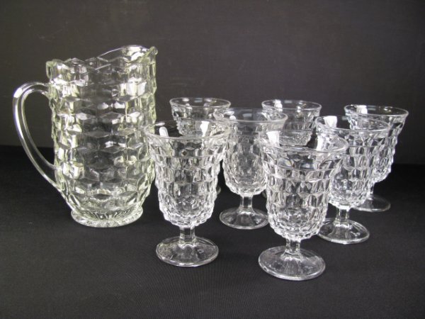 Appraisal: Fostoria Glass pattern American clear glass eight pieces Pitcher holding