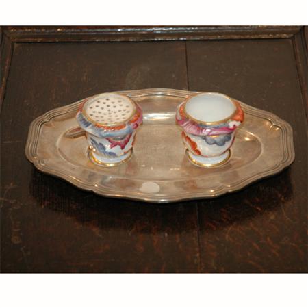 Appraisal: French Silver and Pottery Desk Set Estimate -