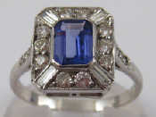 Appraisal: A white metal tests carat gold tanzanite baguette and round