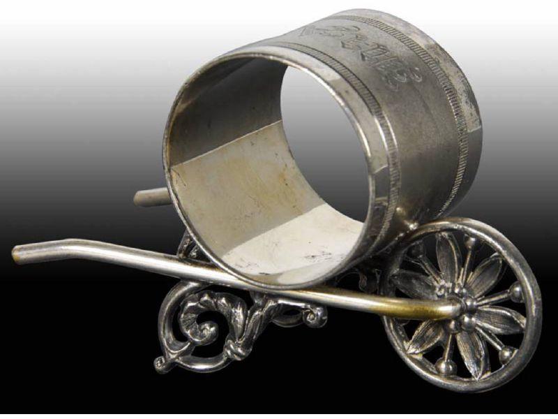 Appraisal: Fancy Wheelbarrow Figural Napkin Ring Description Marked Pier Point Manufacturing