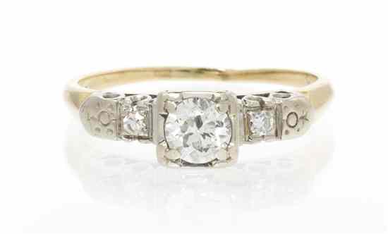 Appraisal: A Karat White And Yellow Gold Diamond Ring containing one