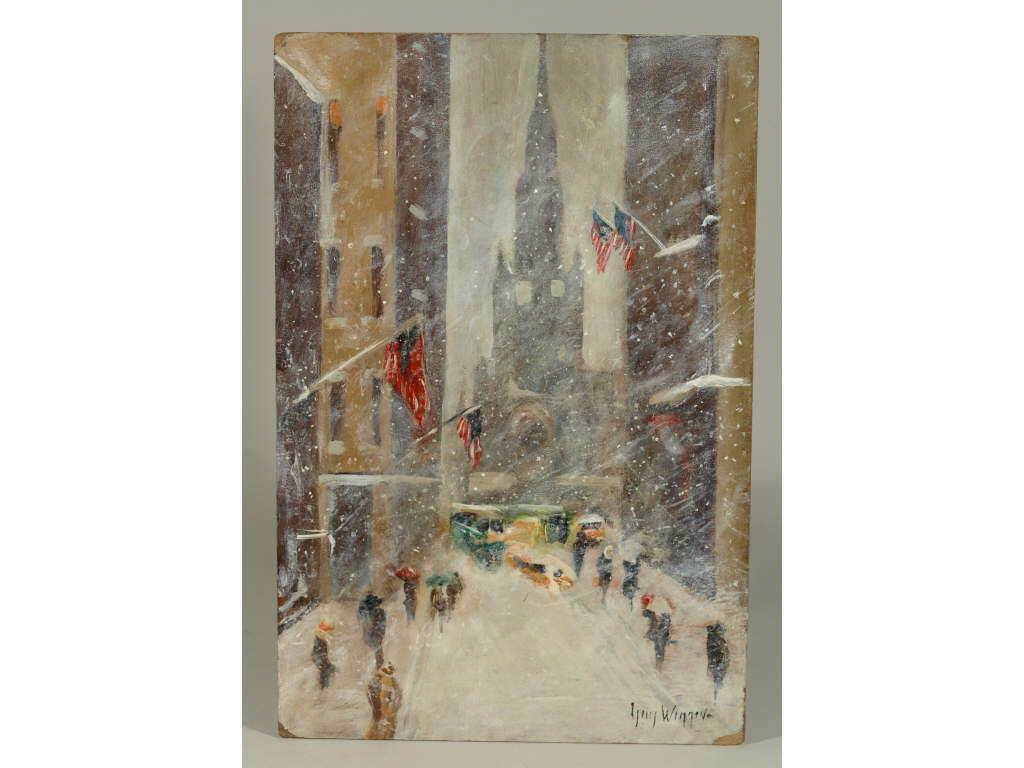 Appraisal: Guy Wiggins NY CT - New York Winter oil on