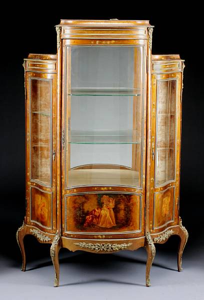 Appraisal: A Louis XVI style gilt bronze mounted vitrine late th