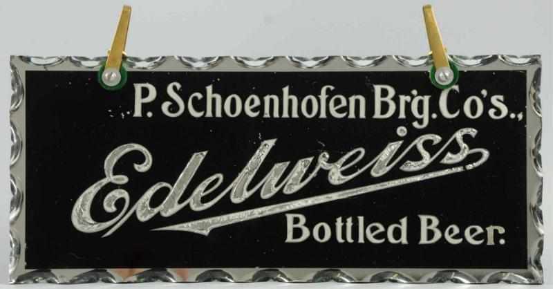 Appraisal: Edelweiss Bottled Beer Reverse Glass Hanging Sign Pinched-edge sign with