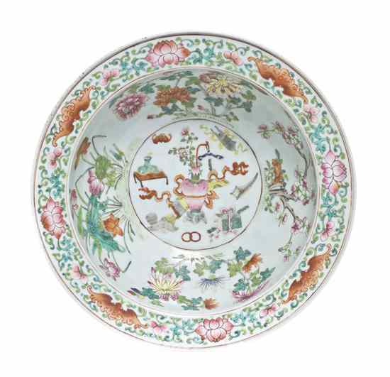 Appraisal: A Chinese Famille Rose Decorated Porcelain Center Bowl the wide