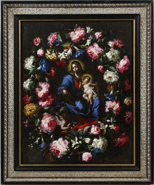 Appraisal: th Century Italian Naples or Rome garland of roses with