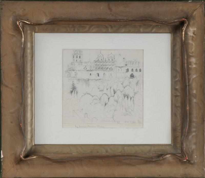 Appraisal: ATTRIBUTED HARRIET BEECHER STOWE HEIDELBERG CASTLE Pencil on paper signed