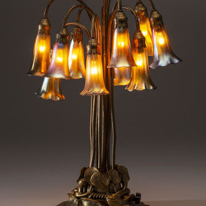 Appraisal: Tiffany Studios American Early th Century Ten-Light Lily Lamp favrile