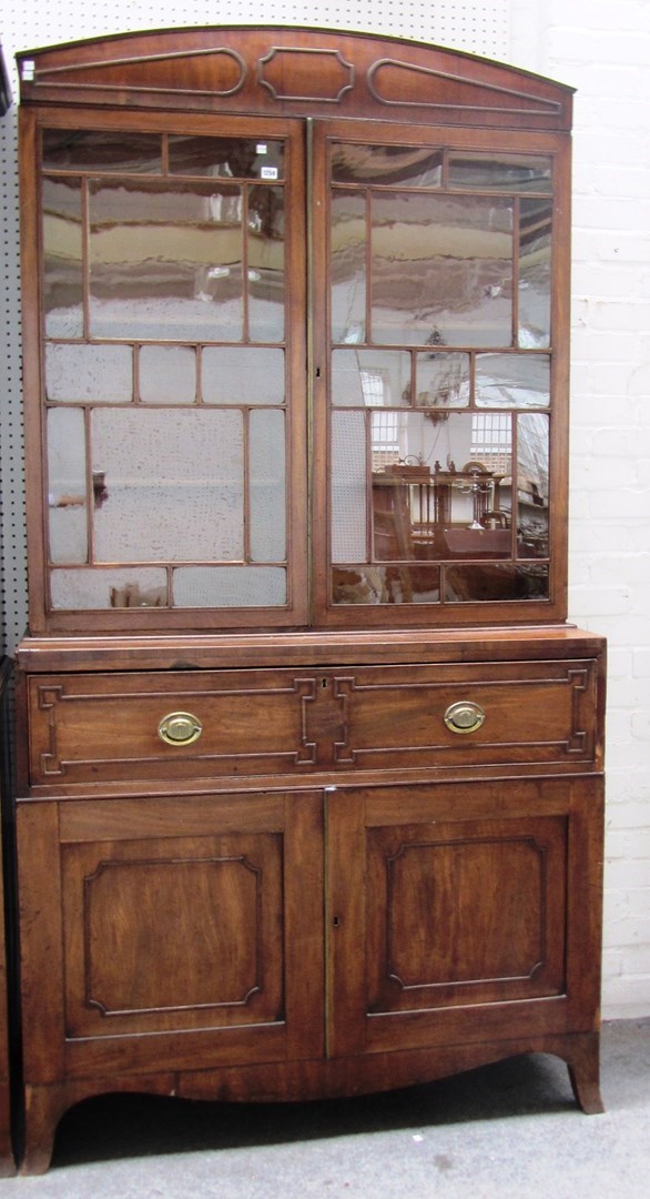 Appraisal: A George III mahogany secretaire bookcase the pair of glazed