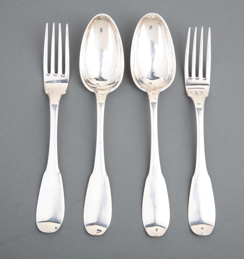 Appraisal: Set of Antique French Fiddle Handle Silver Flatware marks rubbed