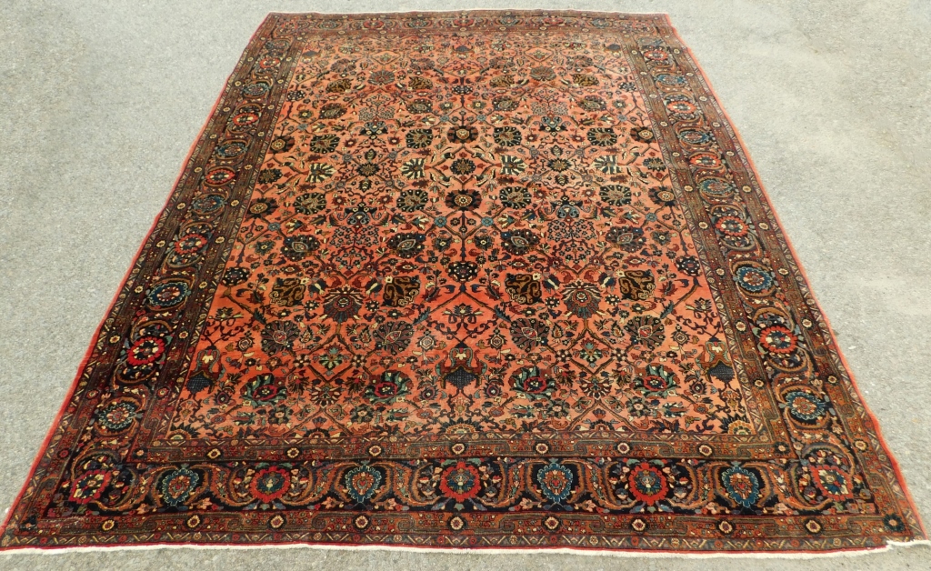 Appraisal: ANTIQUE BIDJAR NAVY TENDRIL ROOM SIZED CARPET RUG Middle East