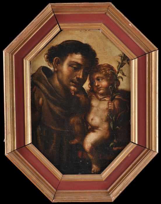 Appraisal: SPANISH SCHOOL PORTRAIT OF ST FRANCIS AND THE CHRIST CHILD