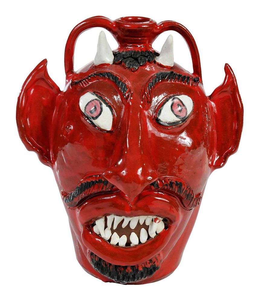 Appraisal: Albert Hodge Devil Face Jug Vale North Carolina b red