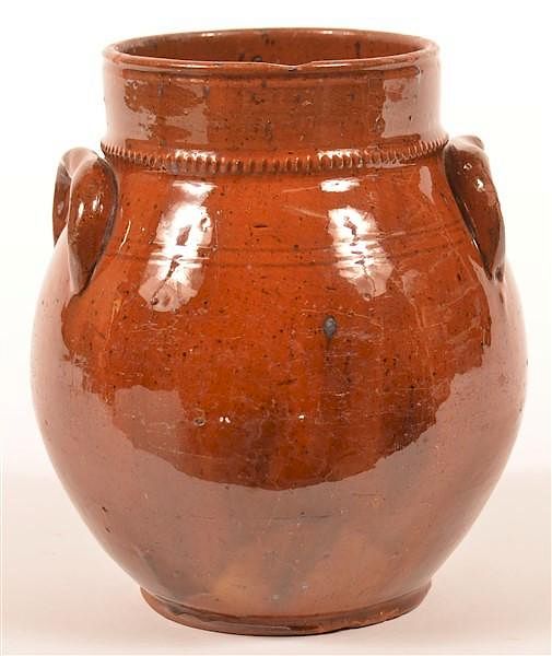 Appraisal: Redware Jar Attributed to Medinger Pottery Mottle Glazed Redware Jar