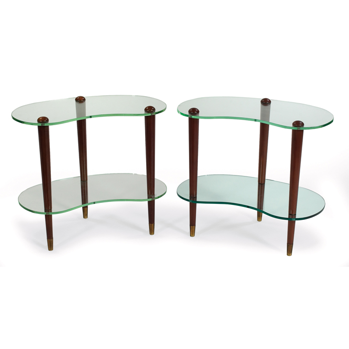 Appraisal: Gilbert Rohde Cloud tables pair by Herman Miller biomorphic green