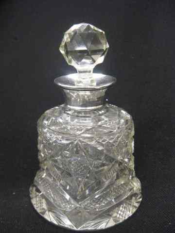 Appraisal: Sterling Silver Cut Crystal Perfume Bottle English hallmarks bell shaped