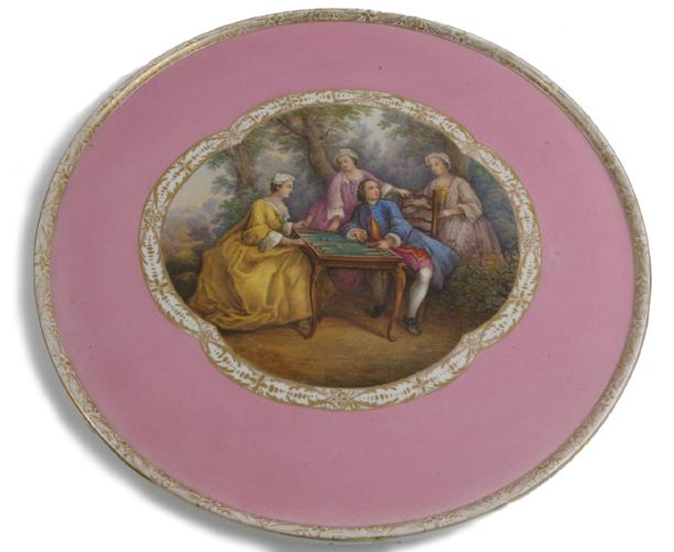 Appraisal: KPM PORCELAIN PLATEAU hand painted with cartouche of four figures