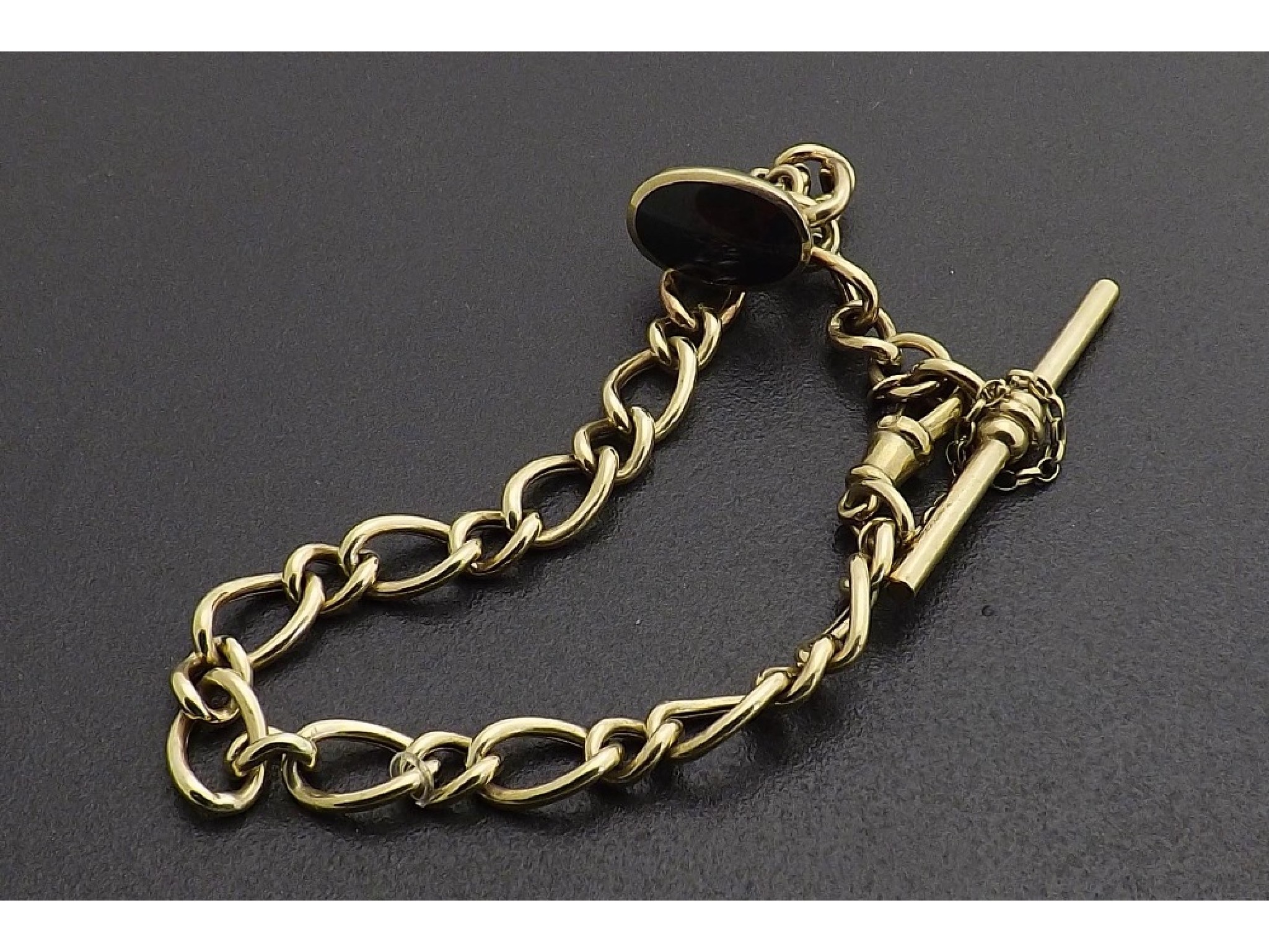 Appraisal: ct link bracelet with a stone set fob gm