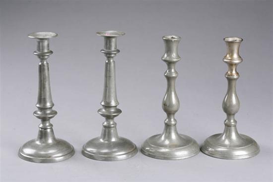 Appraisal: TWO PAIR OF PEWTER CANDLESTICKS American th century Baluster form